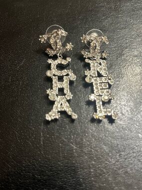 ChaneI Rhinestone Spell Out Dangle Earrings